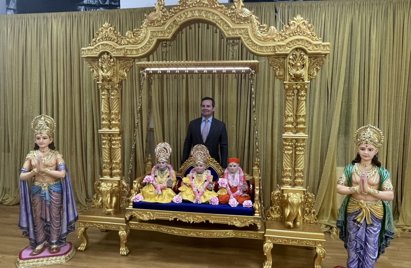 Chris Green at the Shree Swaminarayan Mandir Temple