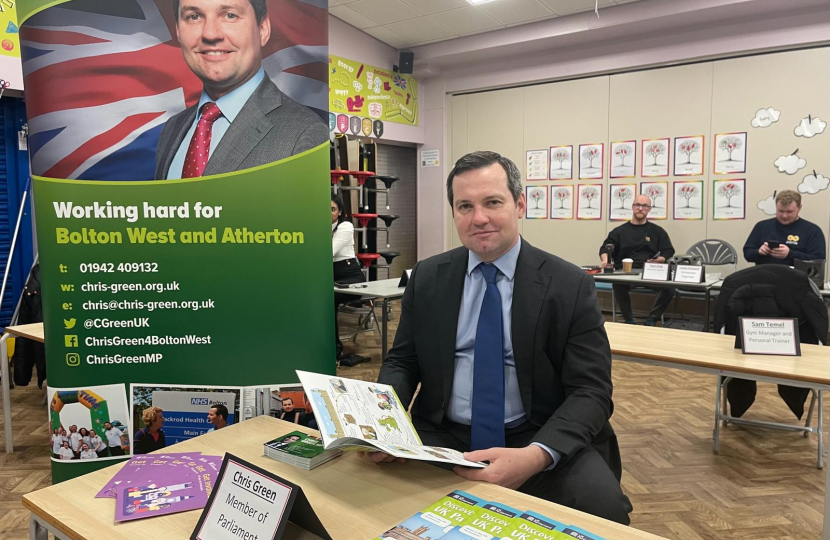 Chris Green MP at the Careers Fair at Ladybridge Primary School