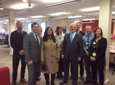 Chris Green MP, Yasmin Qureshi MP and Sir David Crausby MP, Bolton Jobcentre