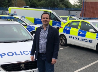 Chris outside Bolton Police Station before his shift. 