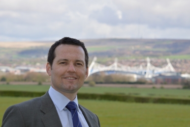 Chris Green MP outside University of Bolton Stadium