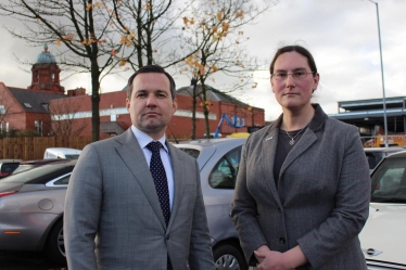 Chris with Cllr Kirk-Robinson at Bolton Road Public Car Park