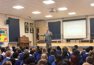 Chris at a local primary school