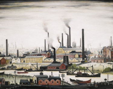 LS Lowry's A River Bank, which depicts the industrial scenery of Manchester